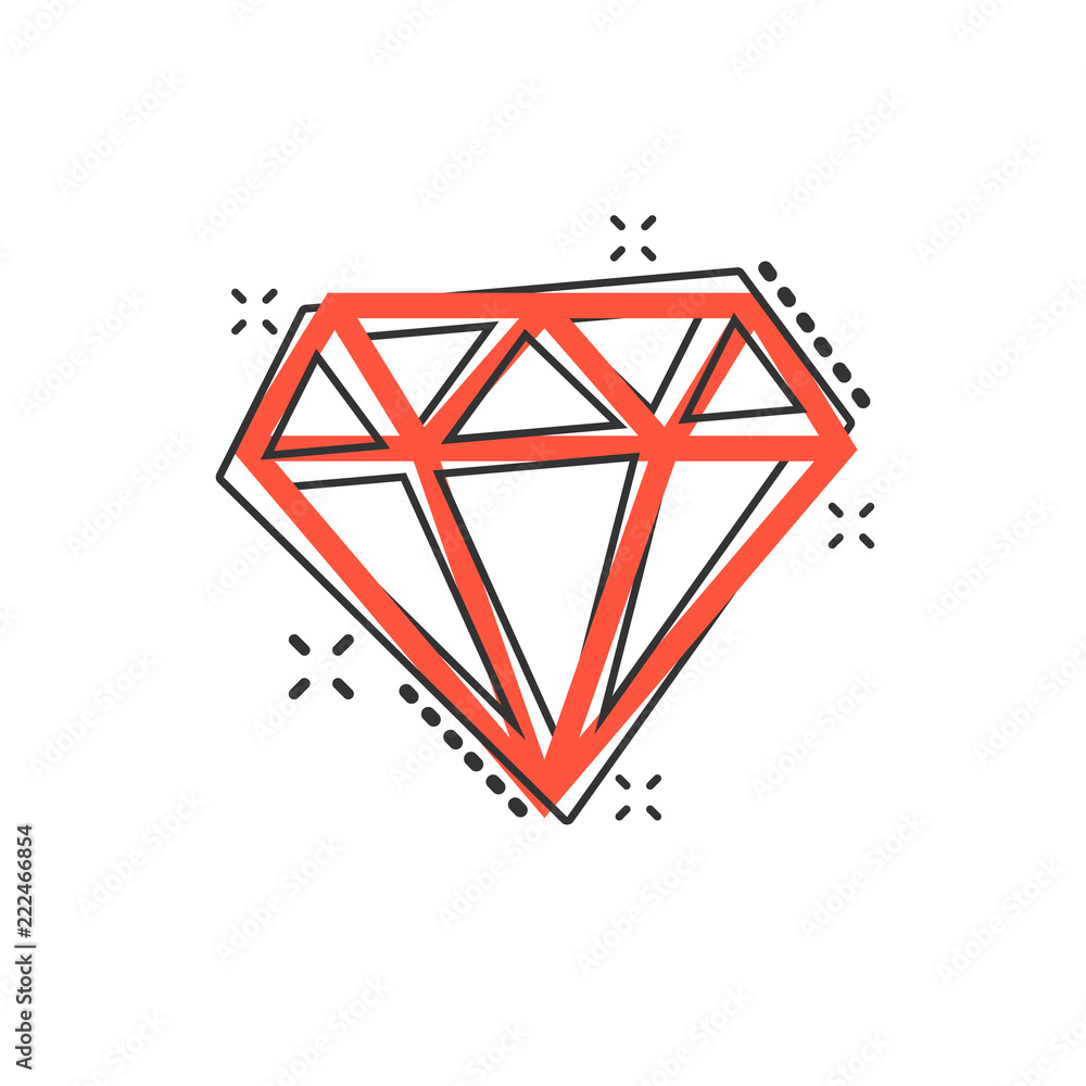Vector cartoon diamond jewel gem icon in comic style. Diamond gemstone illustration pictogram. Jewelry brilliant business splash effect concept. Vector cartoon diamond jewel gem icon in comic style. Diamond gemstone illustration pictogram. Jewelry brilliant business splash effect concept.
