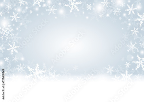 Christmas background concept design of white snowflake and snow with copy space vector illustration