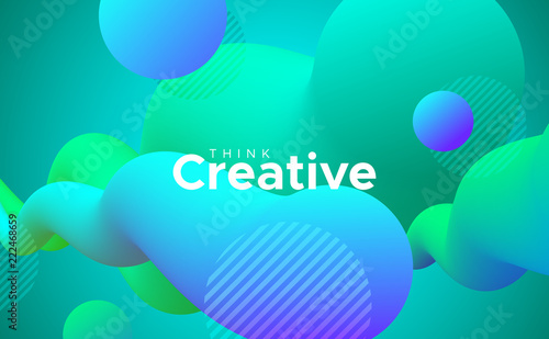 Abstract 3d colorful background. Vector artistic illustration. Vibrant gradient streaming shapes. Liquid fluid color paths. Creative thinking concept. Visual communication poster design.