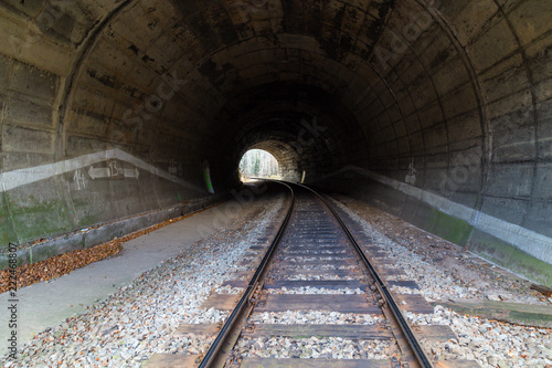 Old scenic railroad in Transylvania  in autumn