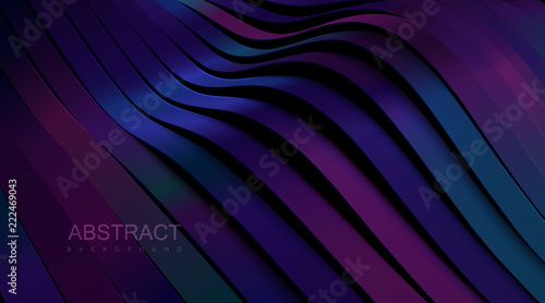 Abstract wavy ribbons background. Vector 3d illustration. Sliced glossy multicolored surface. Topography relief decoration. Vector architectural illustration. Cover layout, business brochure template.