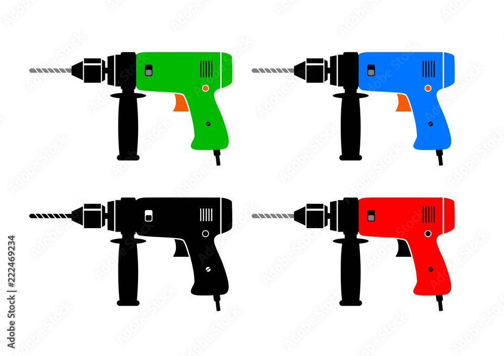 Drill vector icons on white background Drill vector icons on white background