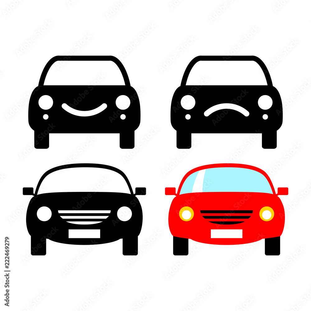 Car vector icons on white background