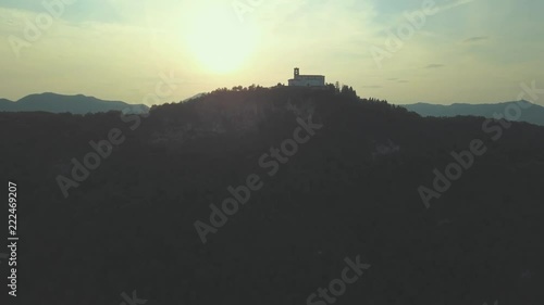 Drone Footage of Monte Isola at Sunset in Lake Iseo, Italy, Lombardy 