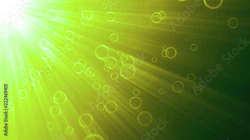 Abstract circular elements with shining light rays background suited for broadcast, commercials and presentations.