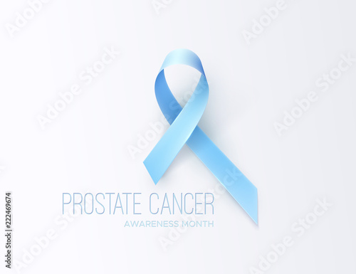 Prostate Cancer Awareness Blue Ribbon. Blue november symbol. Disease prevention month banner concept. Vector healthcare Illustration. Abstract background with men health sign.