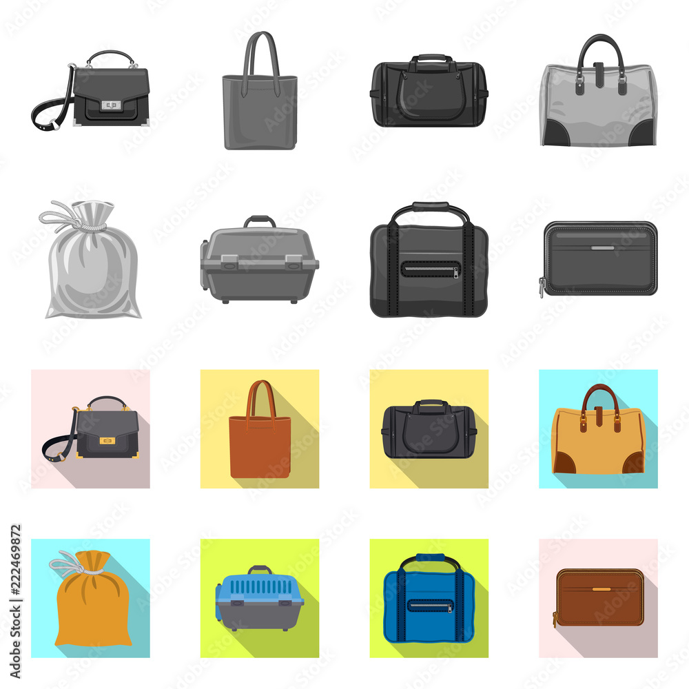 Isolated object of suitcase and baggage icon. Collection of suitcase and journey vector icon for stock. Isolated object of suitcase and baggage icon. Collection of suitcase and journey vector icon for stock.