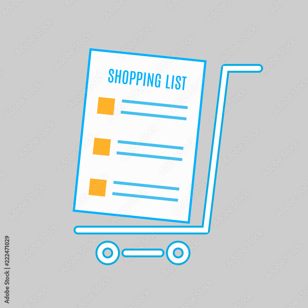 Shopping Cart icon, flat design. Empty shopping cart with blank shopping list. Vector illustration. Shopping Cart icon, flat design. Empty shopping cart with blank shopping list. Vector illustration.