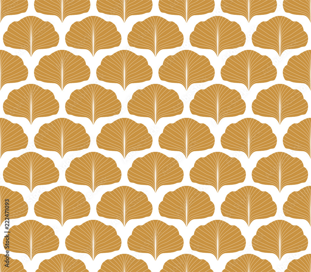 Obraz premium Abstract Decorative Tile. Geometric Ginkgo Seamless Pattern. Floral background.