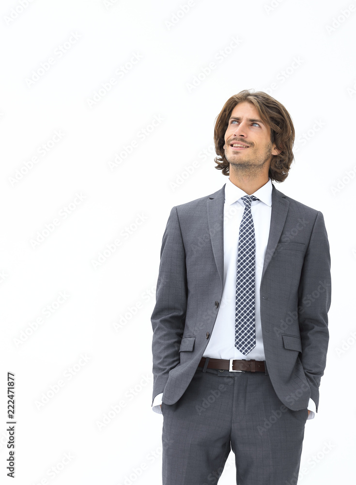 elegant people looking up on white background elegant people looking up on white background