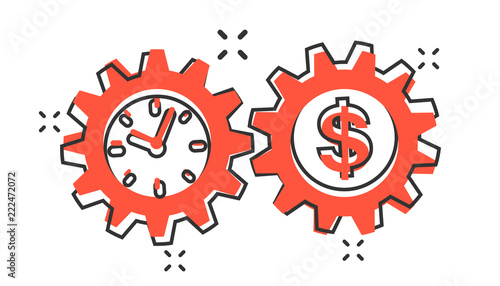 Vector cartoon business and finance management icon in comic style. Time is money concept illustration pictogram. Financial strategy business splash effect concept.