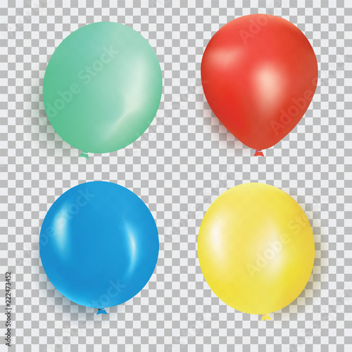Balloon of different color realistic design vector isolated on transparent background. Balloons made from rubber latex