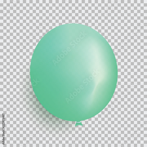 Balloon of green color realistic design vector isolated on transparent background. Balloon made from rubber latex