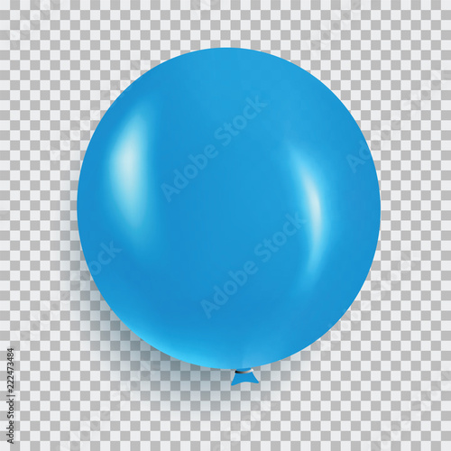 Balloon of blue color realistic design vector isolated on transparent background. Balloon made from rubber latex