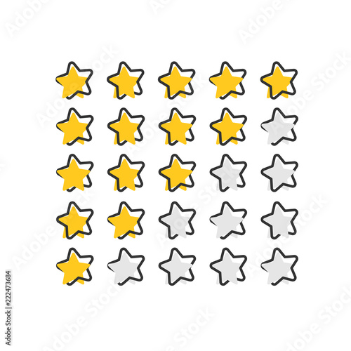 Vector cartoon customer review icon in comic style. Stars rank concept illustration pictogram. Rating feedback product splash effect concept.