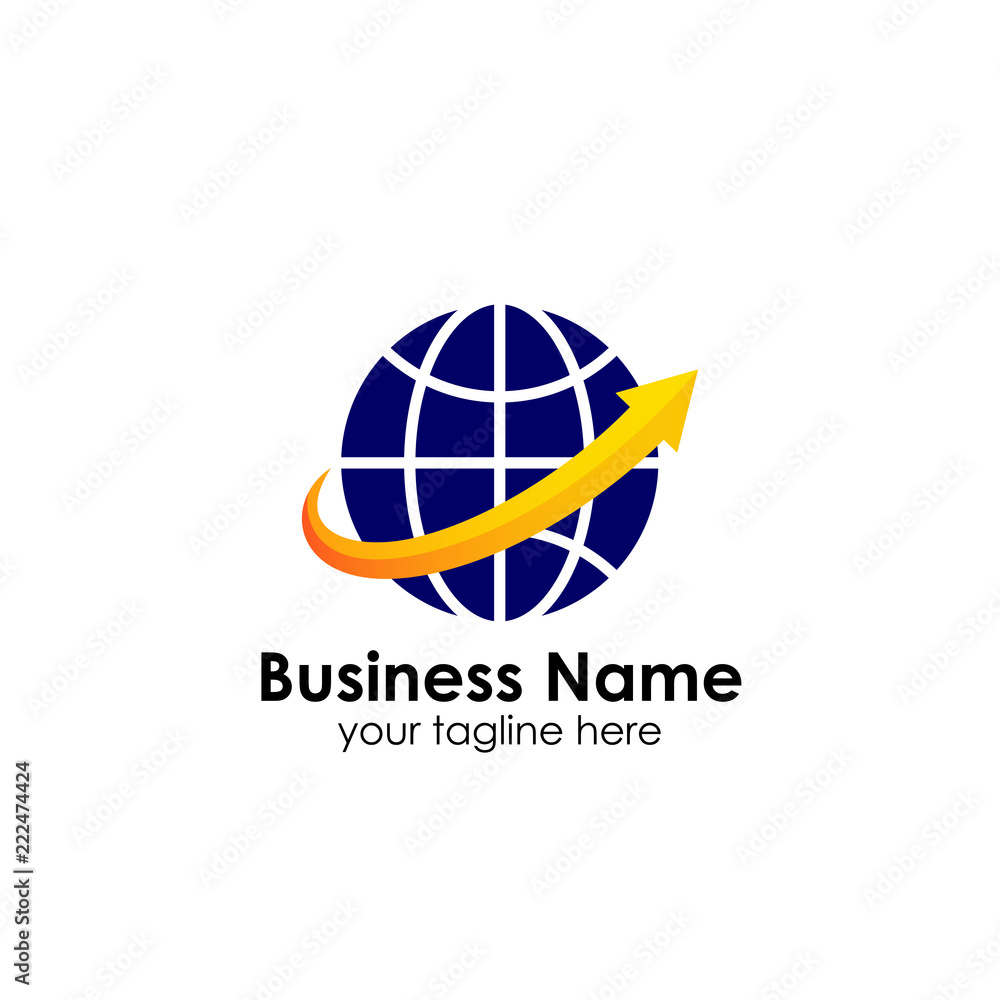 World finance business logo template. globe with arrow vector logo World finance business logo template. globe with arrow vector logo