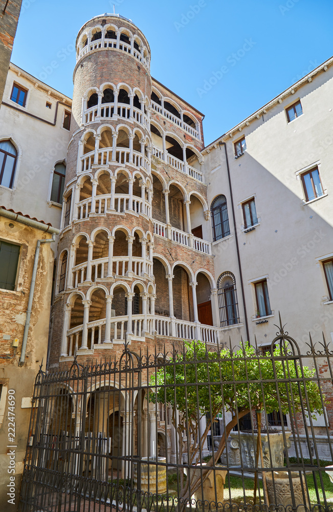 Palazzo Contarini del Bovolo, gothic architecture with spiral staircase and garden in Venice, Italy