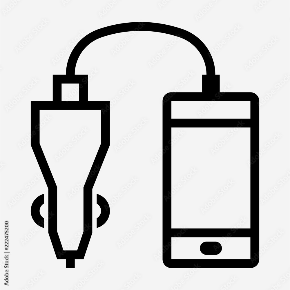 Outline beautiful car charger vector icon Outline beautiful car charger vector icon