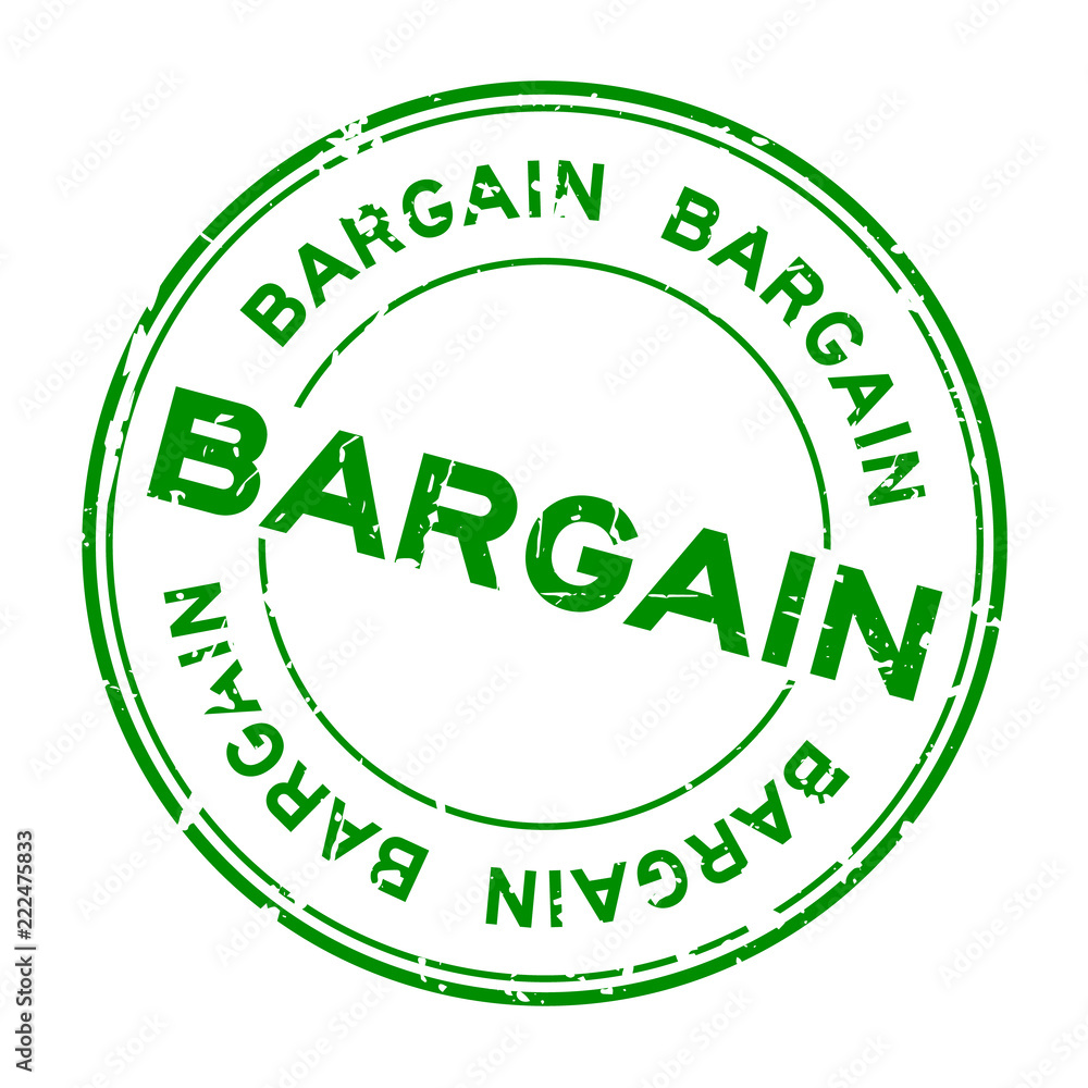 Grunge green bargain word round rubber seal stamp on white background Grunge green bargain word round rubber seal stamp on white background