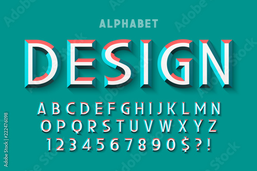 Original display font with facets, alphabet, letters
