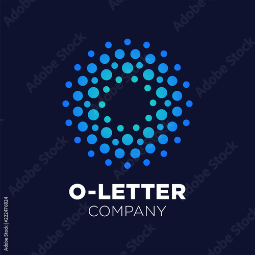 Letter O logo. Dots icon, dotted shape logotype