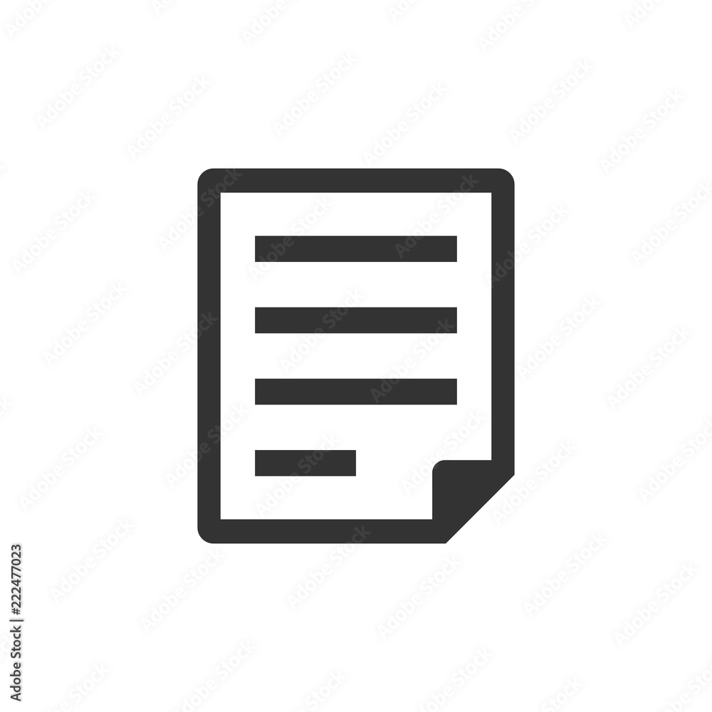 Document note icon in flat style. Paper sheet vector illustration on white isolated background. Notepad document business concept. Document note icon in flat style. Paper sheet vector illustration on white isolated background. Notepad document business concept.