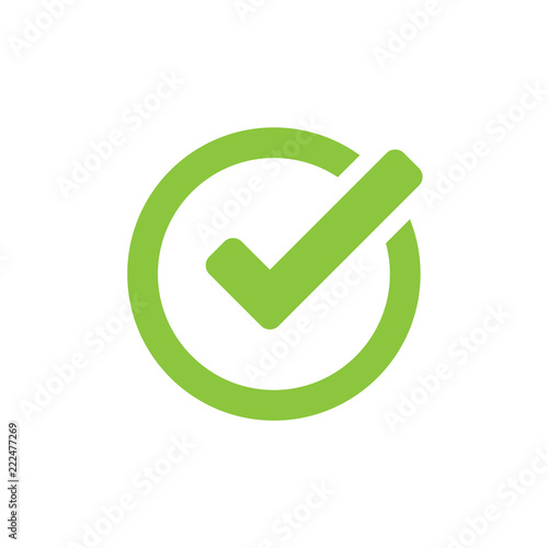 Check mark icon in flat style. Ok, accept vector illustration on white isolated background. Tick business concept.