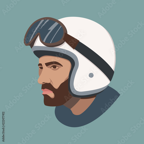  man in a moto helmet vector illustration flat