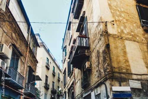 Street view of old town in Naples city, italy Europe