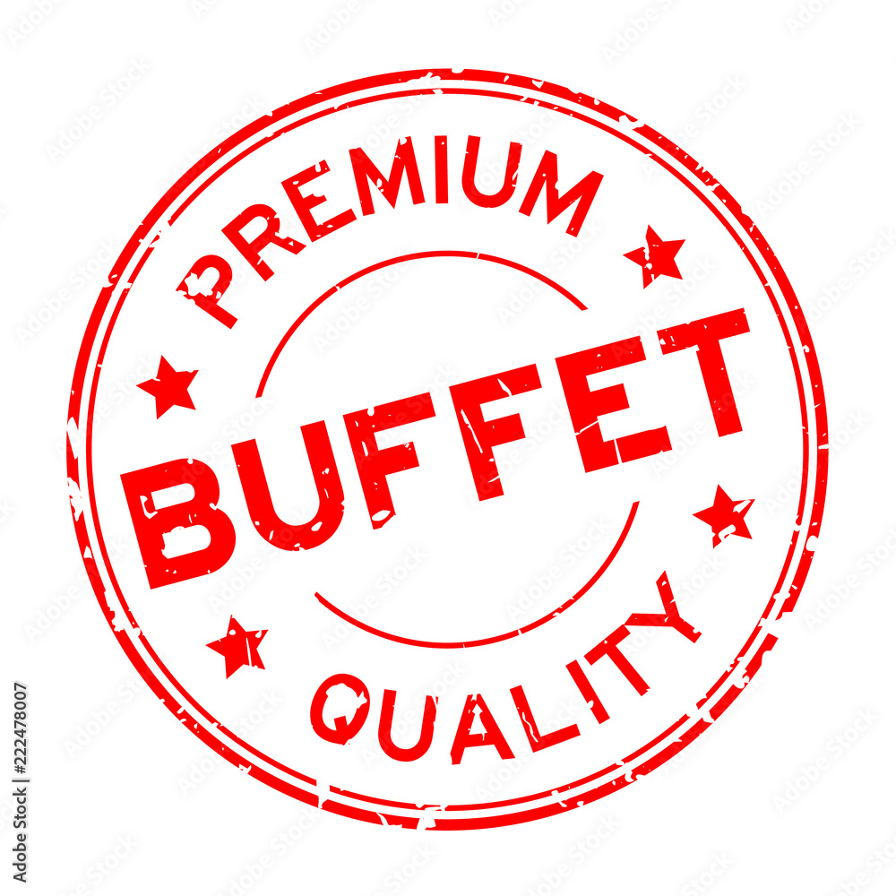 Grunge red premium quality buffet round rubber seal stamp on white background Grunge red premium quality buffet round rubber seal stamp on white background