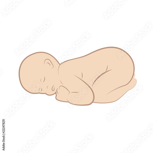 new born baby is sleeping line drawing