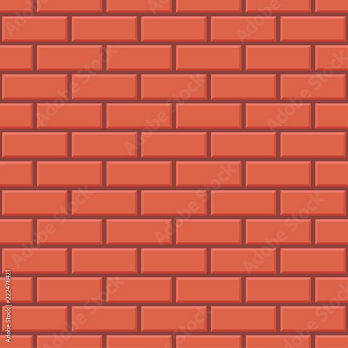 Red brick wall seamless pattern background - Vector