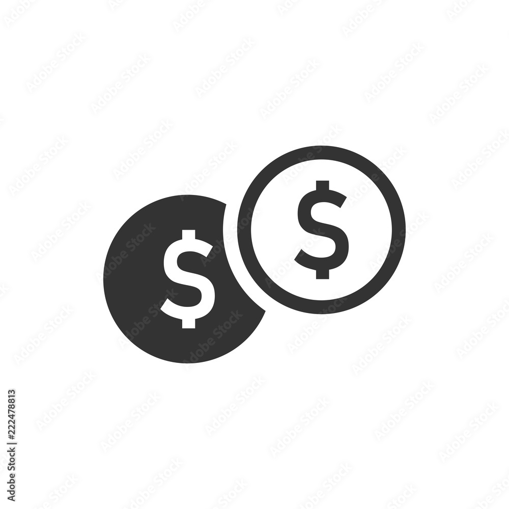 Coins stack icon in flat style. Dollar coin vector illustration on white isolated background. Money stacked business concept. Coins stack icon in flat style. Dollar coin vector illustration on white isolated background. Money stacked business concept.