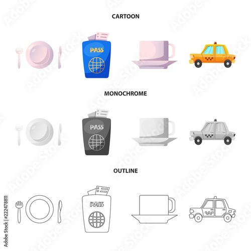 Vector design of airport and airplane icon. Collection of airport and plane vector icon for stock.