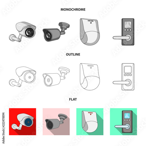 Vector design of cctv and camera sign. Collection of cctv and system vector icon for stock.