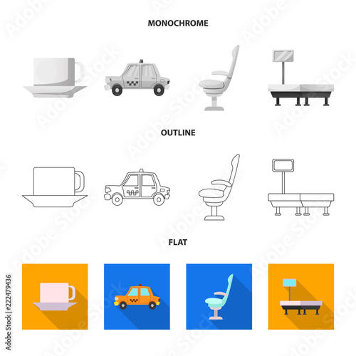 Isolated object of airport and airplane sign. Set of airport and plane stock vector illustration.