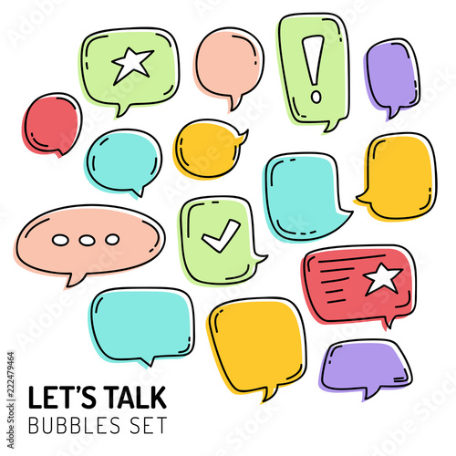 Speech Bubble Talk Traditional Doodle Icons