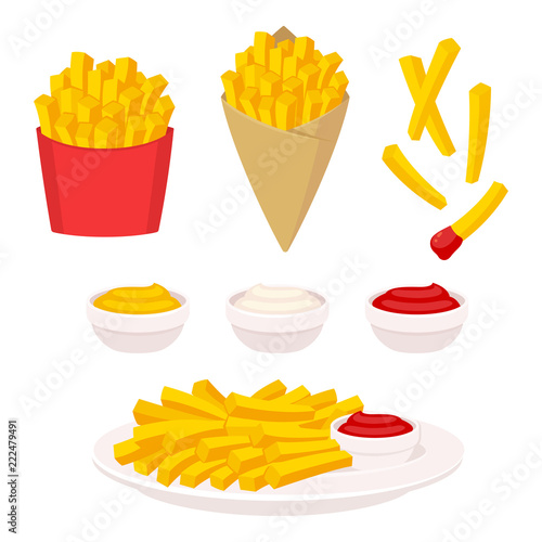 Fotografia French fries illustration set