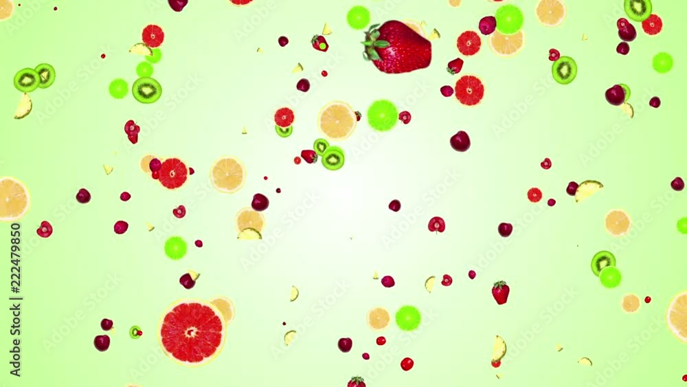 fruits falling on color background fruits falling on color background