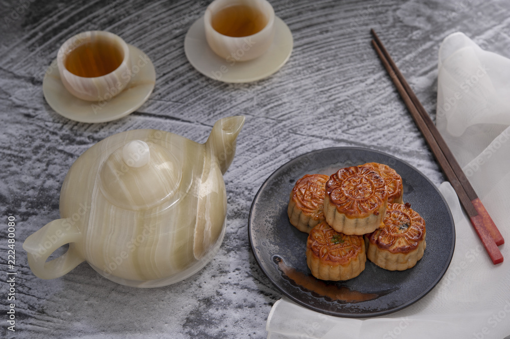 Festival mooncake with tea for the Chinese