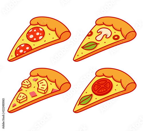 Cartoon pizza slice set