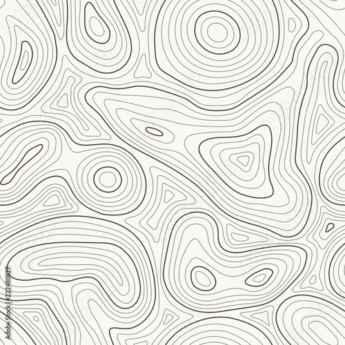 Map of heights seamless pattern. Contour topographic maps, relief texture and topographical mountains and plains vector illustration