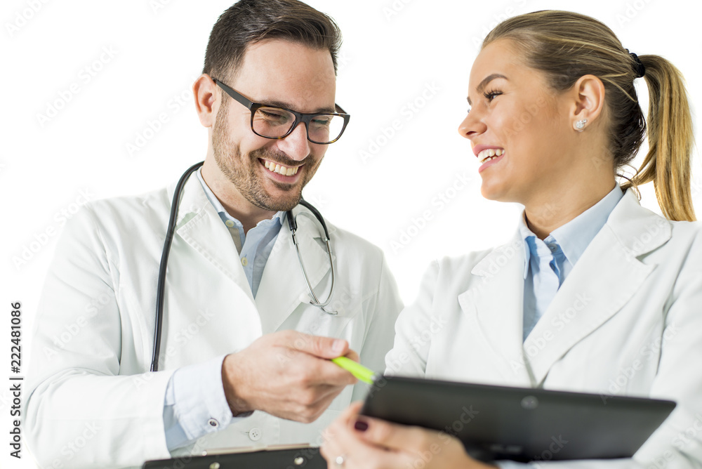 Friendly male and female doctors Friendly male and female doctors