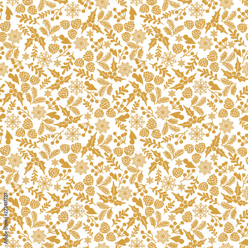 Winter seamless  pattern with holly berries. Part of Christmas backgrounds collection. Can be used for wallpaper, pattern fills, surface textures,  fabric prints. 