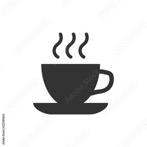 Coffee  tea cup icon in flat style. Coffee mug vector illustration on white isolated background. Drink business concept.