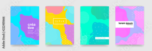 Wavy blue, orange, green, purple color gradient pattern on white background. Vector trend shape for brochure cover template design