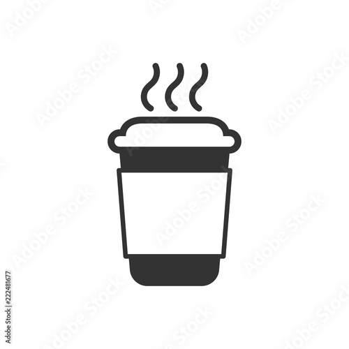 Coffee, tea cup icon in flat style. Coffee mug vector illustration on white isolated background. Drink business concept.