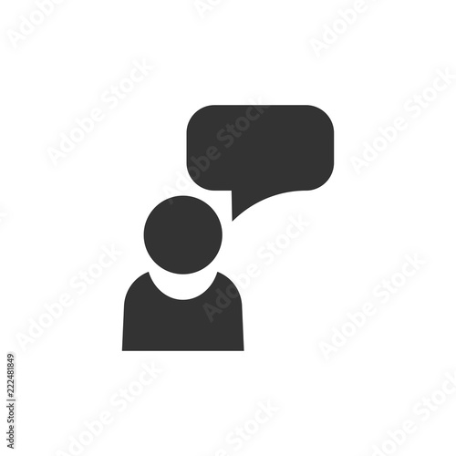 People with speech bubble icon in flat style. Business agreement vector illustration on white isolated background. Partnership talk business concept.