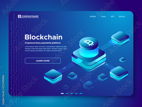 Blockchain composition. Cryptography anonymous cryptocurrency payments platform. Secure connection isometric vector illustration