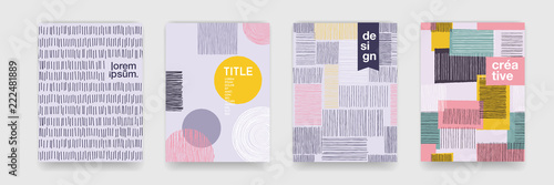 Abstract fun color pattern cartoon texture for doodle geometric background. Vector trend shape for brochure cover template design